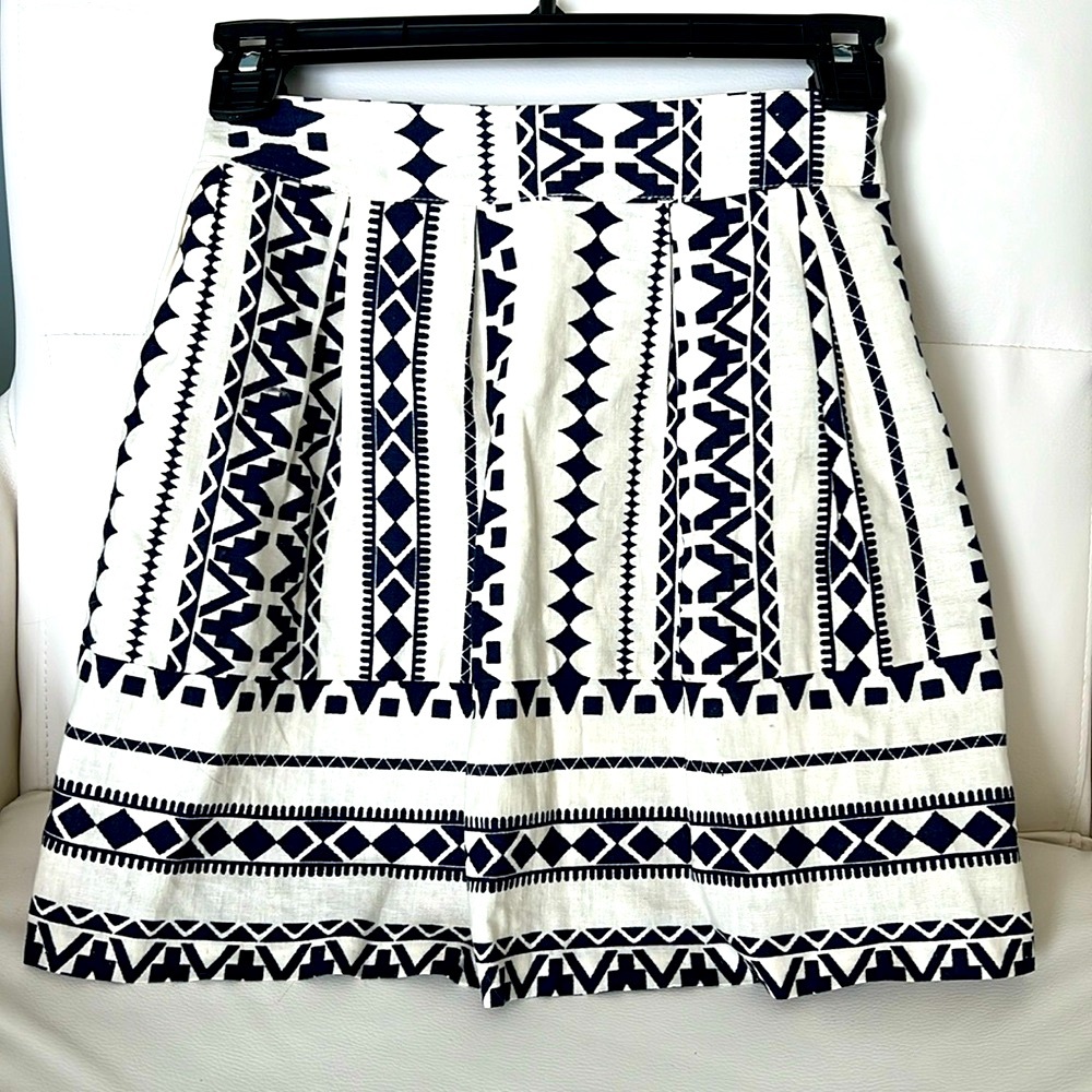 Toms Navy and White Geometric Mini Skirt